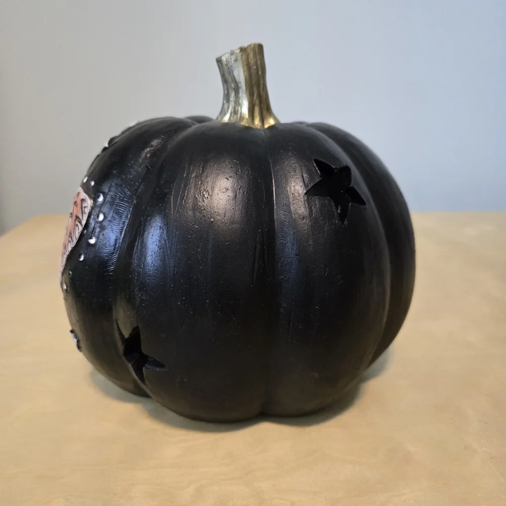 Cost Plus World Market Black and Gold Halloween Pumpkin Decor - Picture 2 of 5